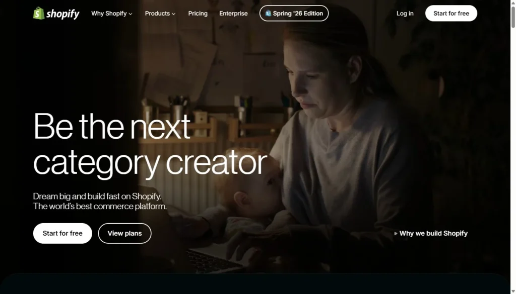 The Shopify homepage