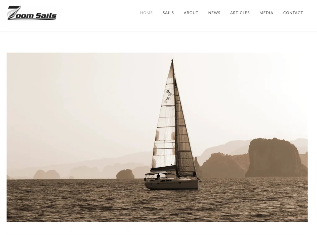 Original Zoom Sails homepage on Weebly